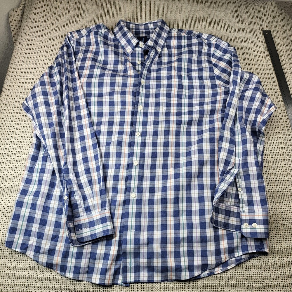 Johnnie-O Shirt Mens XL Blue Plaid Long Sleeve Button Down Casual Cotton